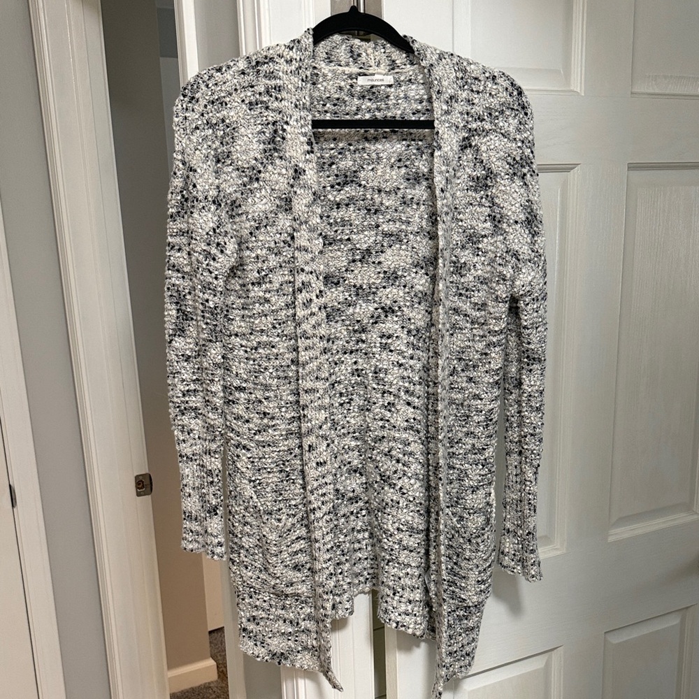Maurices Black and White Open-Front Cardigan